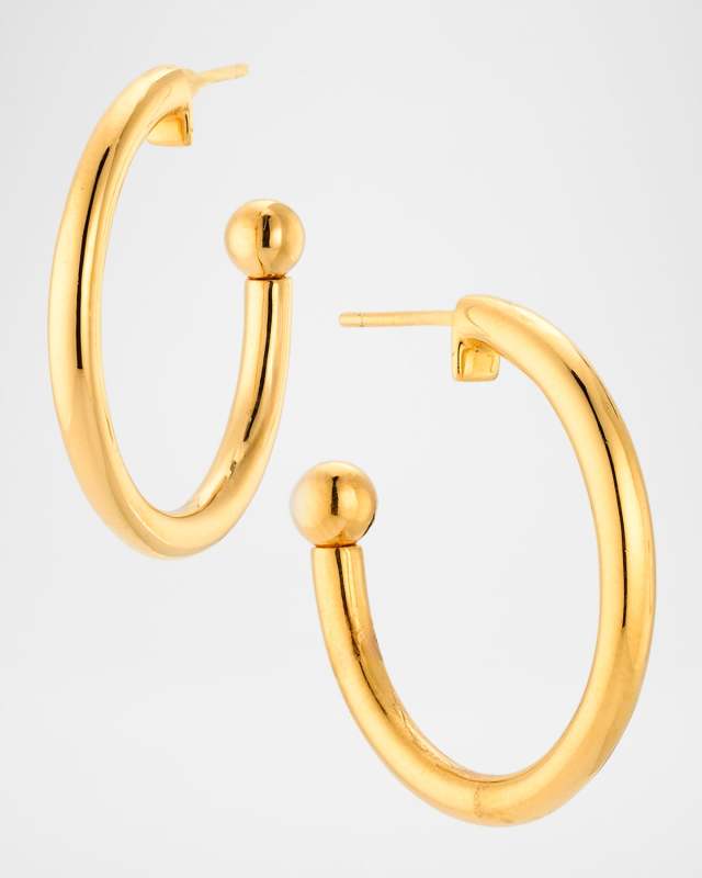 20K Hollow Hoop Earrings, 30mm